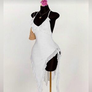 Elegant White Ruffled Dress